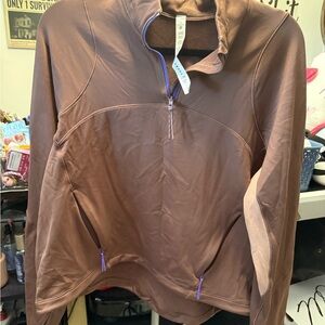 lululemon athletica Mauve Brown Half zip up with Purple Trim